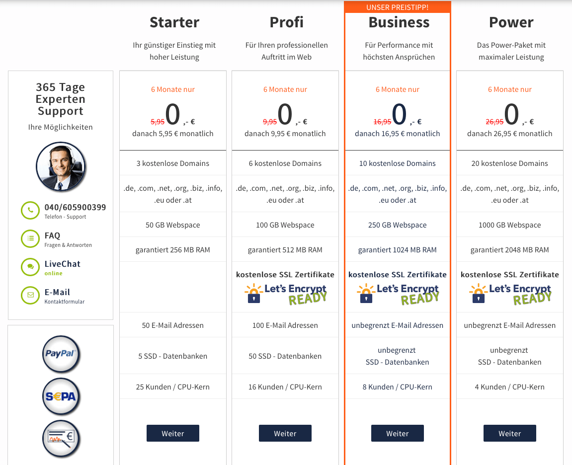 Webgo Preise
