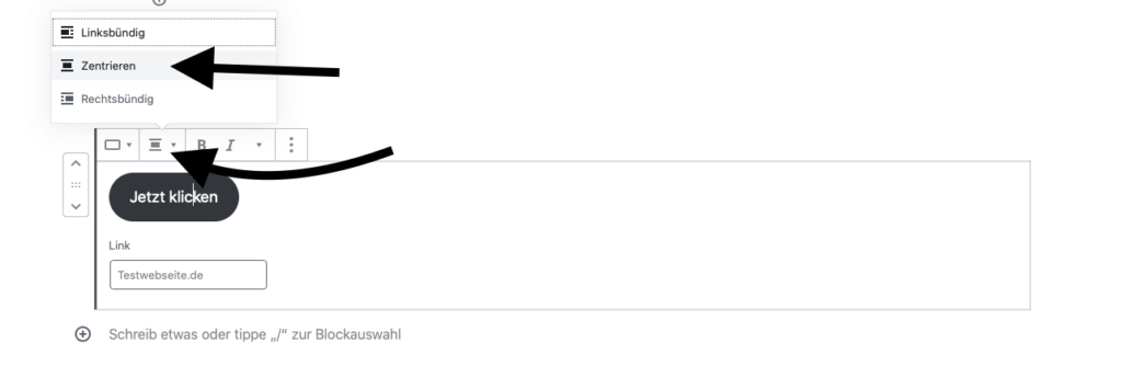 Wordpress Button ausrichten