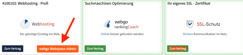 Webgo Hauptmenü