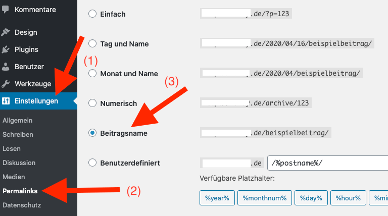 Wordpress Permalinks ändern