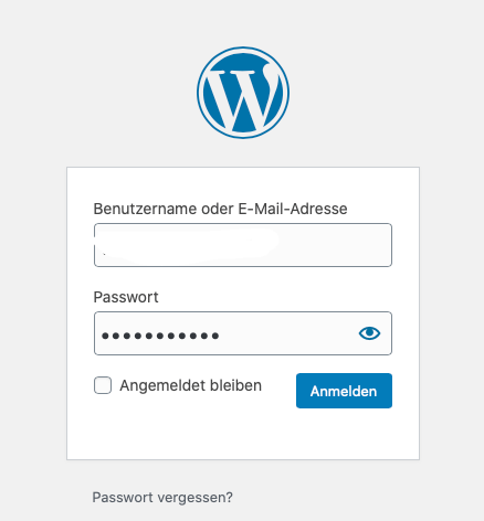 Wordpress einloggen
