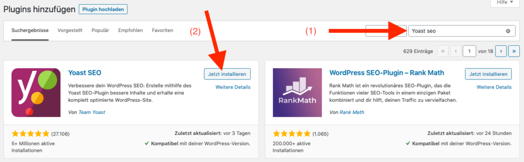 Yoast SEO installieren