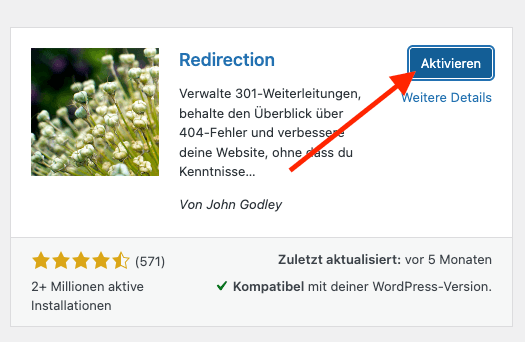 Redirection Plugin installieren