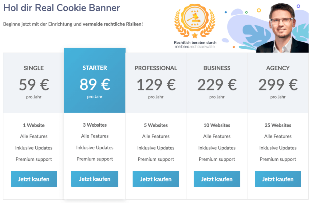 Real Cookie Banner Preise
